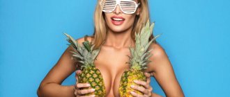 girl with pineapples on her chest